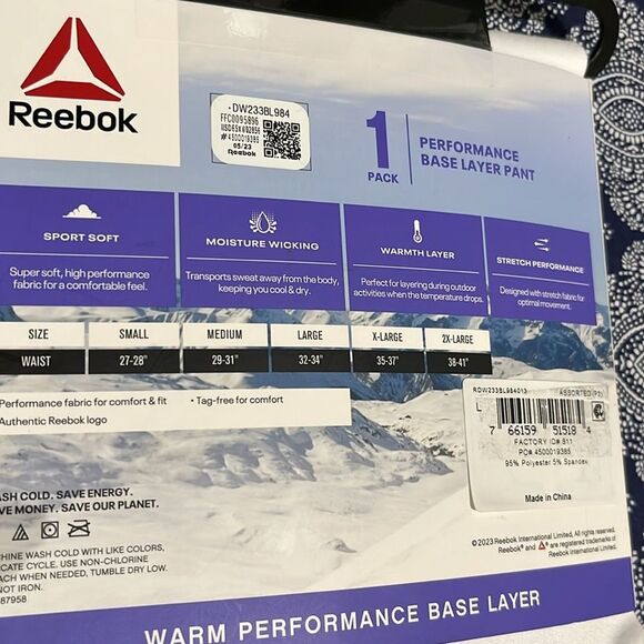 Reebok Women's L white performance base layer pant - Picture 3 of 3